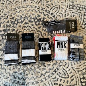 PINK By Victoria's Secret Women's Crew Socks - Black, White & Gray, Pink